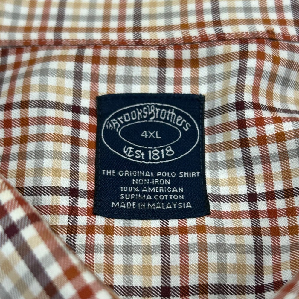 Brooks Brothers Button Down Shirt 4XL Plaid Non-Iron Supima Cotton Long Sleve - Picture 5 of 7